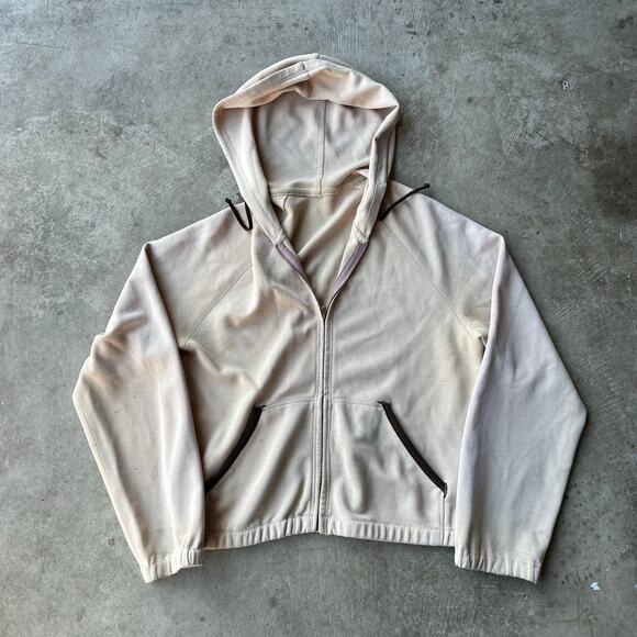 VINTAGE 60S RICKY GABARDINE JACKET HOODED BEIGE BROWN LARGE - Picture 1 of 4